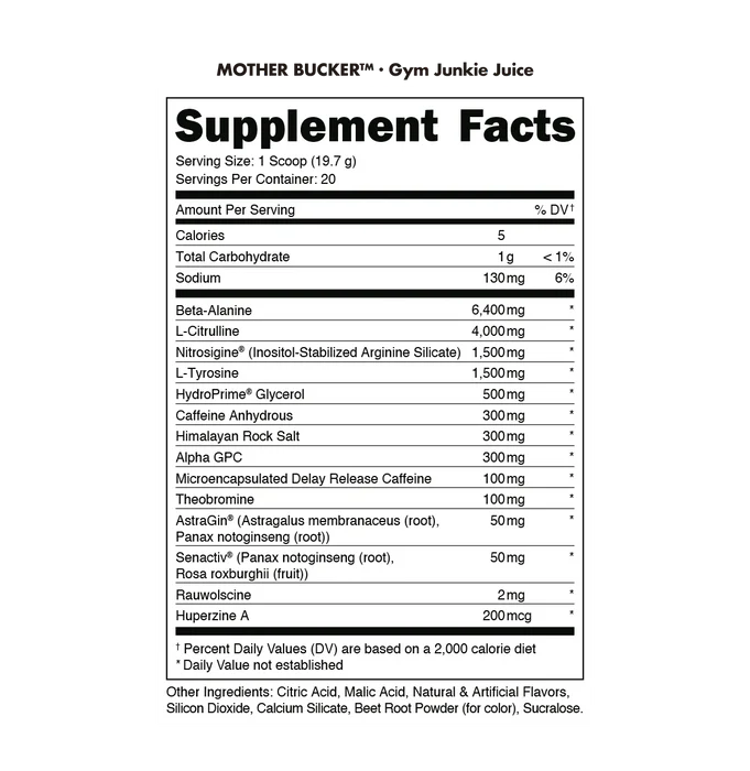 MOTHER BUCKER PRE WORKOUT 20 SERV